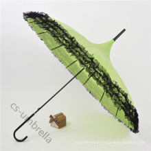 23 &quot;16 painéis verde pg tecido guarda-chuva reta pagode (yss0135-5)